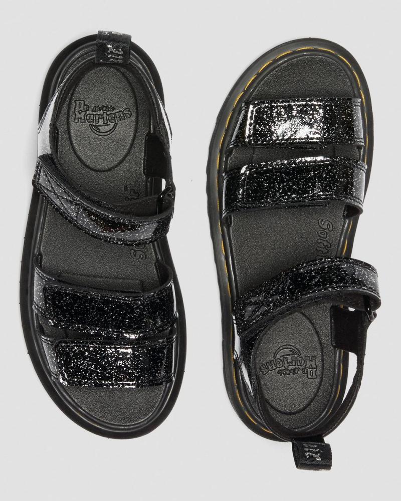 Kids' Dr Martens Junior Klaire Glitter Sandals Black | AU 718VRW